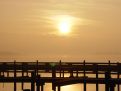 Sunny foggy pier