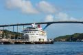 cruise ship by the bridge